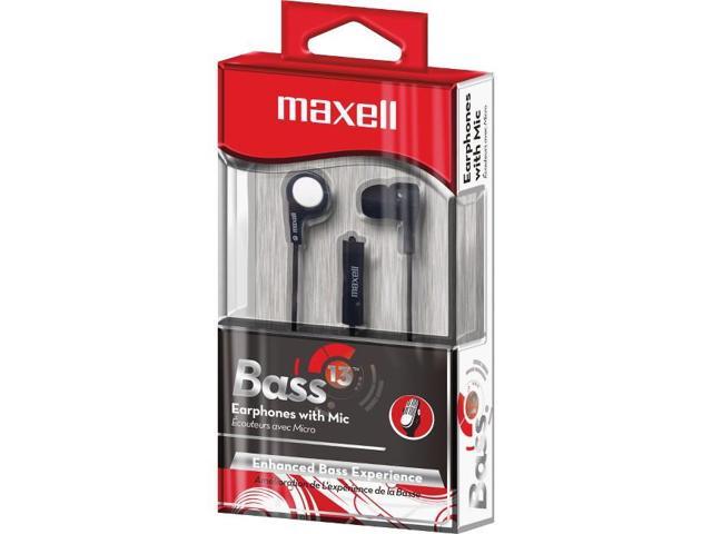 Maxell B-13 Bass Earbuds/Headphones with Microphone, Black, 52' Cord 199621