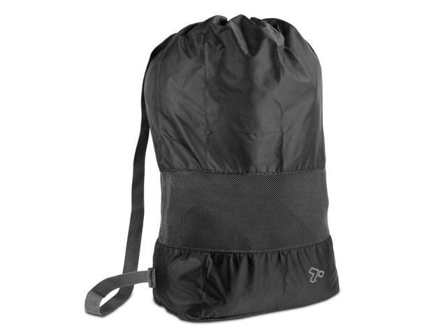Travelon Lightweight Nylon and Mesh Drawstring Storage Travel Laundry Bag Black