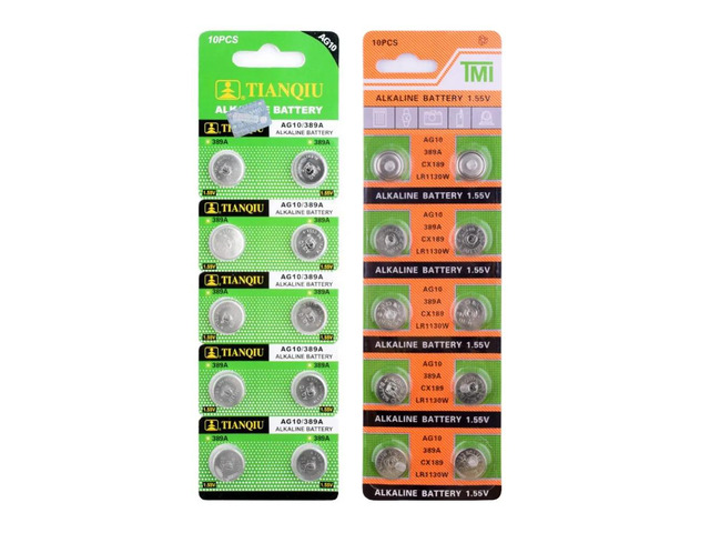 Hot Selling 20pcs AG10 Cell Coin Battery LR1130 V10GA Watch Button Coin 189 389 390 LR54 Batteries