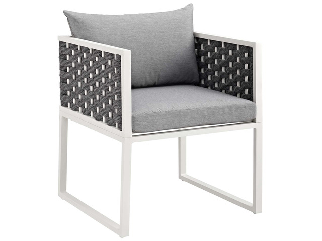 Stance Outdoor Patio Aluminum Dining Armchair - White Gray