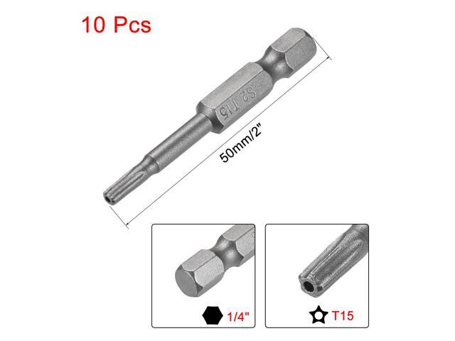 50mm Long 1/4' Hex Shank TS15 Torx Security Star Screwdriver Bits S2 High Alloy Steel 10pcs