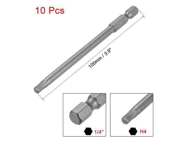1/4-Inch Hex Shank 100mm Length Hex Head H4 Magnetic Screw Driver S2 Screwdriver Bits 10pcs