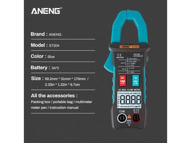 ANENG ST204 4000 Counts Full Intelligent Automatic Range True RMS Digital Multimeter Clamp Meter AC/DC Voltage NCV Resistance Auto Range Flashlight...