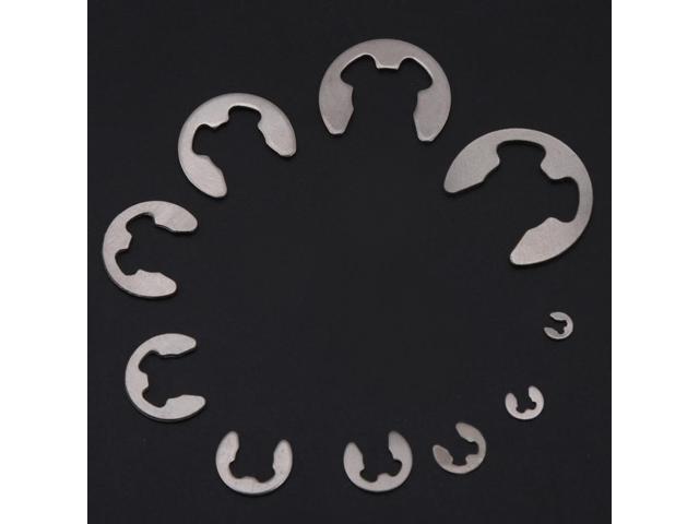 200pcs E-clips Retaining Ring Washer Stainless Steel Opening Snap Ring Washers Tools Assortment Kit Fastener Hardware 1.5mm-10mm