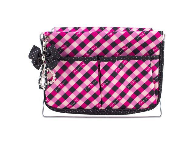 Jacki Design Large Retro Plaid Magazine Holder Hot Pink Fashion Organizer
