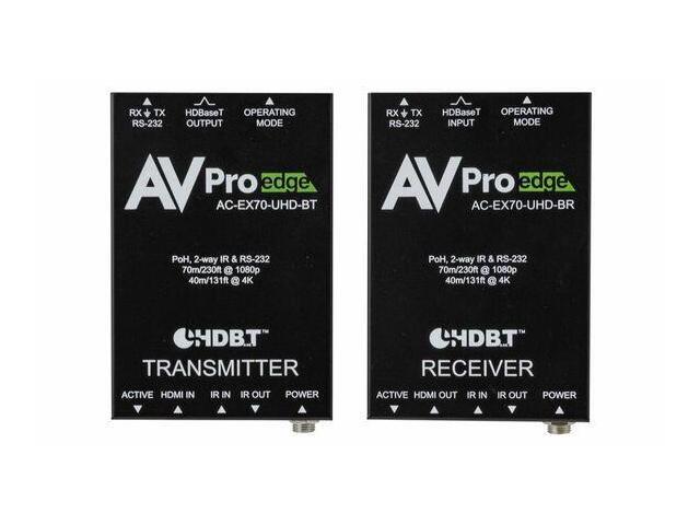 AVPro Edge AC-EX70-UHD-BKT 4K HDMI Extender (Transmitter/Receiver) Kit via HDBaseT with bi-directional power/RS-232/IR control w/10-Yr Warranty