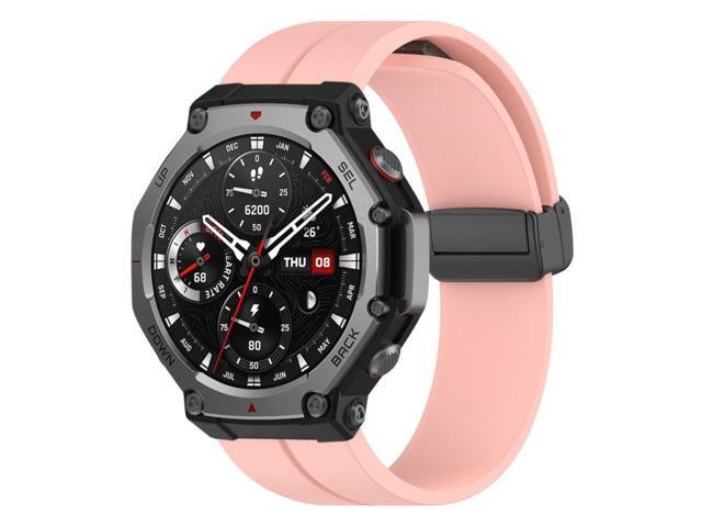 xDfind Flat Head Groove Folding Black Buckle Silicone Watch Band For Amazfit T-Rex 3 (Light Pink)