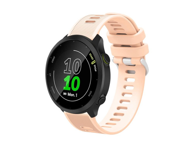 For Garmin Venu SQ 20mm Silicone Twill Watch Band For Garmin Venu SQ (Sand Pink)