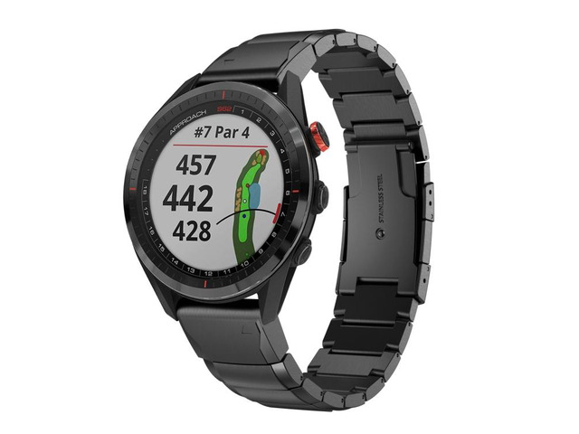 For Garmin Approach S62 22mm Tortoise Shell Stainless Steel Watch Band For Garmin Approach S62 (Black)