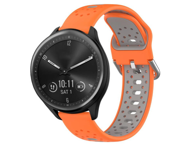20mm Breathable Two-Color Silicone Watch Band For Garmin Vivomove Sport (Orange+Grey)