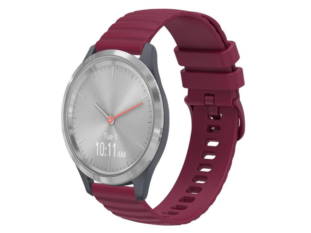 For Garmin Vivomove 3S 18mm Wavy Dotted Solid-Color Silicone Watch Band For Garmin Vivomove 3S (Wine Red)