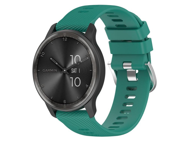 For Garmin Venu SQ 20mm Cross Textured Solid Color Silicone Watch Band For Garmin Venu SQ (Pine Green)