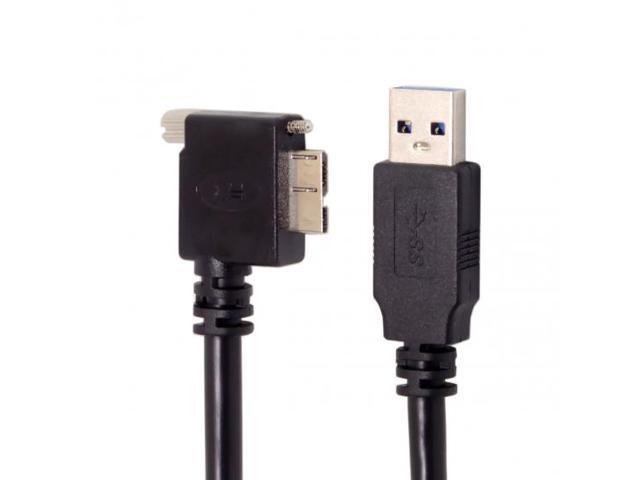 Cablecc 5m 90 Degree Right Angled Micro USB Screw Mount to 3.0 Data Cable for Industrial Camera