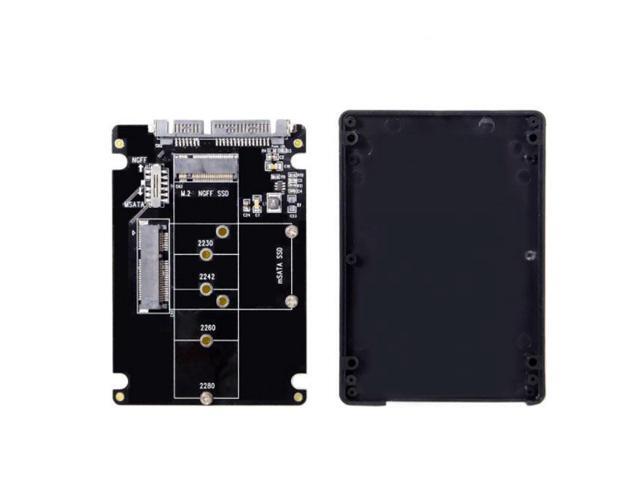 Black M.2 NGFF B-key & mSATA SSD to SATA 3.0 Adapter Converter Case Enclosure with Switch