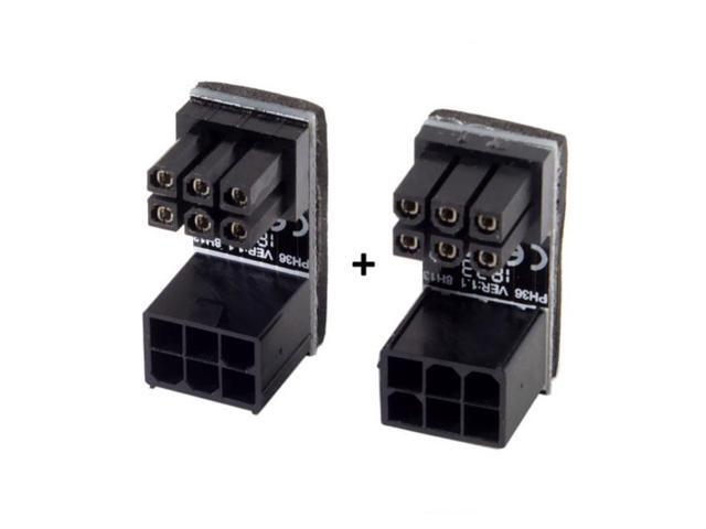 Cablecc ATX 6Pin Female to 6pin Male 180 Degree AngledPower Adapter for Desktops Graphics Card