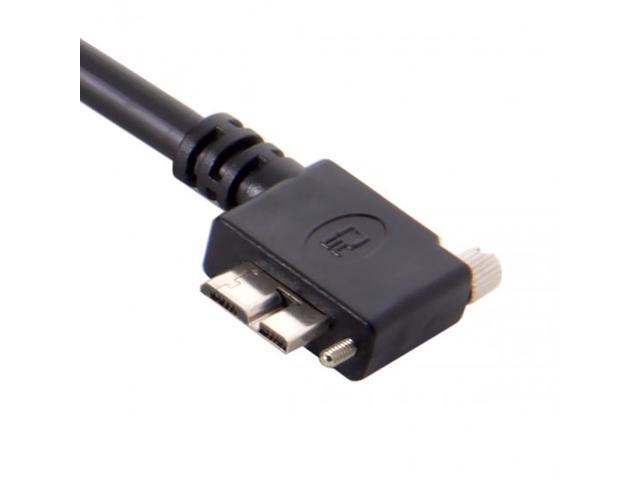 Cablecc 3m 90 Degree Left Angled Micro USB Screw Mount to 3.0 Data Cable for Industrial Camera