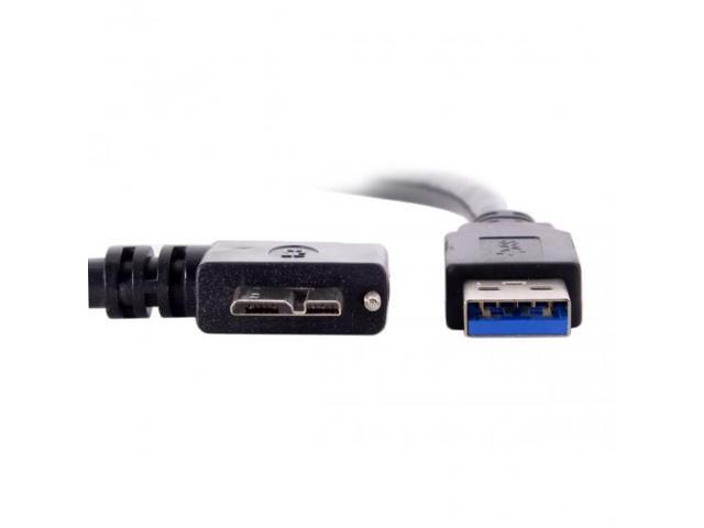 Cablecc 3m 90 Degree Left Angled Micro USB Screw Mount to 3.0 Data Cable for Industrial Camera
