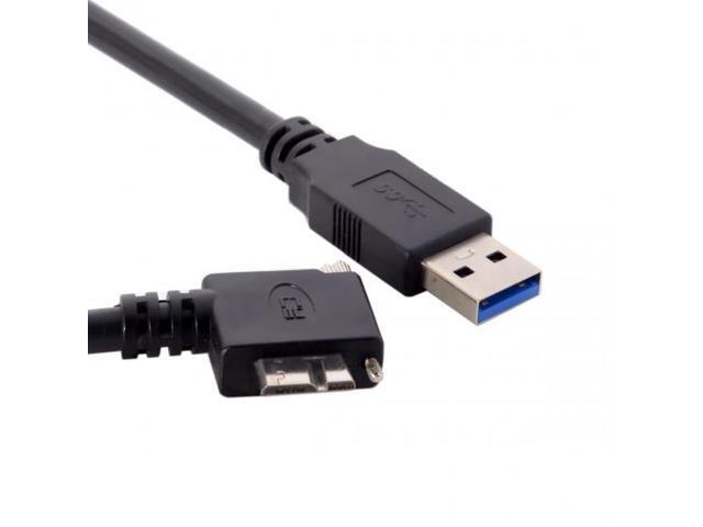 Cablecc 3m 90 Degree Left Angled Micro USB Screw Mount to 3.0 Data Cable for Industrial Camera