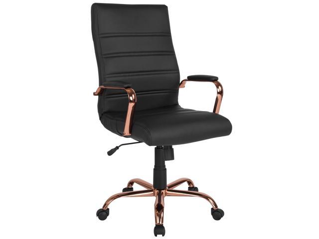 Photos - Computer Chair Flash Furniture High Back Black LeatherSoft Executive Swivel Office Chair with Rose Gold F 