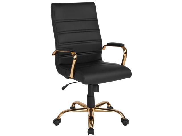Photos - Computer Chair Flash Furniture High Back Black LeatherSoft Executive Swivel Office Chair with Gold Frame 