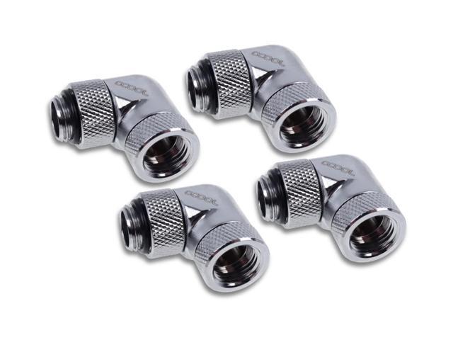 Alphacool Eiszapfen Angled Adaptor 90 G1/4 OT to G1/4 IT - Chrome - Four Pack (17617)