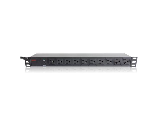 MARUSON Basic PDU, 10 Outlets (8 5-15R & 2 5-15/20R), 120V, 5-20P Plug, 1U Horizontal Rack Mount, 10-Foot Cord, UL Certified & RoHS Compliant (PDU.
