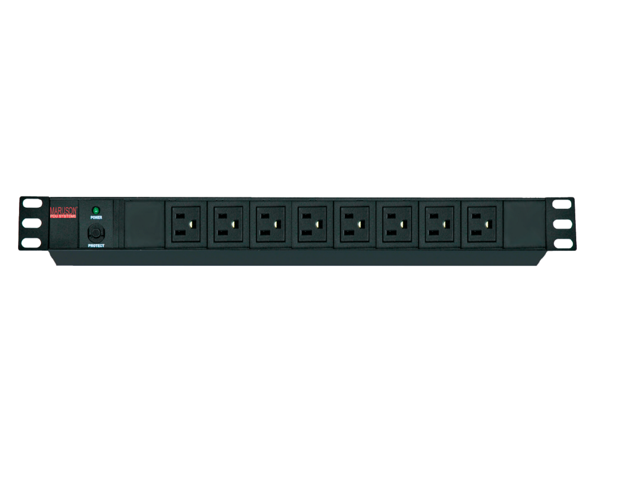 MARUSON Basic PDU, 8 Outlets (5-15R), 120V, 5-15P Plug, 1U Horizontal Rack Mount, 10-Foot Cord, UL Certified & RoHS Compliant (PDU Series)