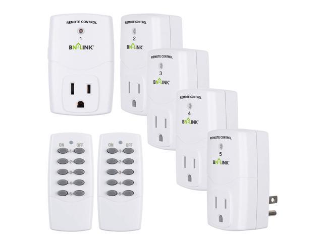 BN-LINK Mini Wireless Remote Control Outlet Switch Power Plug in for Household Appliances, Wireless Remote Light Switch, LED Light Bulbs, White (2. photo