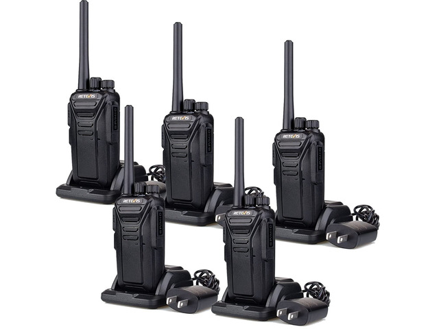 Retevis RT27 Walkie Talkies for Adults Rechargeable Long Range 2 Way Radio Anti Fall 22 CH VOX Two Way Radio(Black,5 Pack)