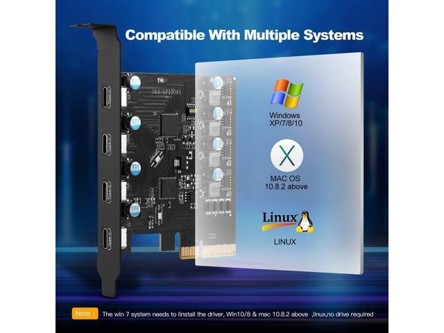 Zell Pcie Gen3 X2 Usb 3.2 / 3.1 Card Asm3142- Pci Express To 4-Port Type C Hub Internal Expansion Card Controller Adapter Pci Express Card Desktop...