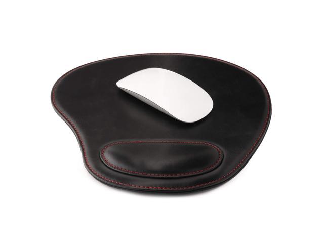 Leather Oval Mouse Pad With Wrist Rest (Black)