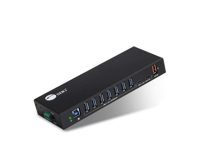 10 Port Industrial Usb Hub, Usb 3.1 Gen 1 5Gbps, 7X Usb-A, 2X Usb-C, 1X Usb-A 5V/2.4A Charging Only, Over Current Protection, Surge Protection,.