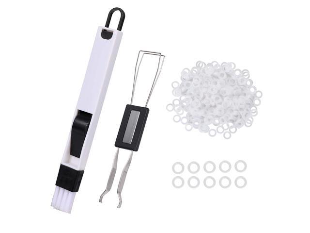 Keycap Puller Cleaning Tool Set, Includes 1Pcs Stainless Steel Keyboard Keycap Remover, 1Pcs Window Track Cleaning Brush, 200Pcs Rubber O-Ring.