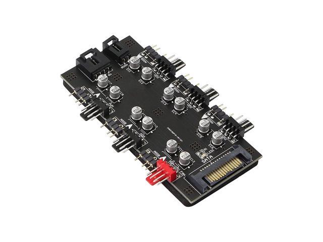 12V 4Pin Pwm & 5V 3Pin Argb With Sata 15Pin Power 2-In-1 Hub 6 Way Sync Cpu Cooling Fan Addressable Rgb Lighting Pcb Sp For Extended Motherboard.