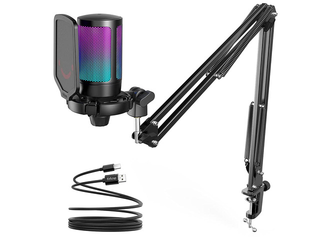 Usb Gaming Microphone Kit, Plug & Play For Pc, Ps4 5, 192 Khz Condenser Cardioid Microphone Set With Mute Button, Volume Gain, Rgb, Arm Stand, For...