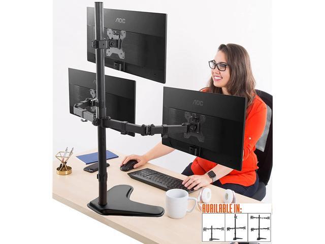 Stand Steady Freestanding 3 Monitor Mount Desk Stand Height Adjustable Triple Monitor Stand with Full Articulation VESA Mounts Fits Most.