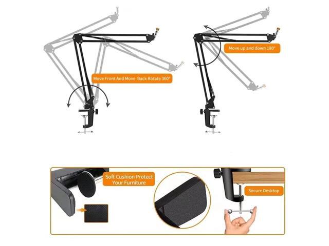 Sm7B And Mv7 Boom Arm, Heavy Duty Mic Arm Desk Mount Adjustable Suspension Mic Stand Compatible With Shure Sm7B And Shure Mv7 Vocal Dynamic...