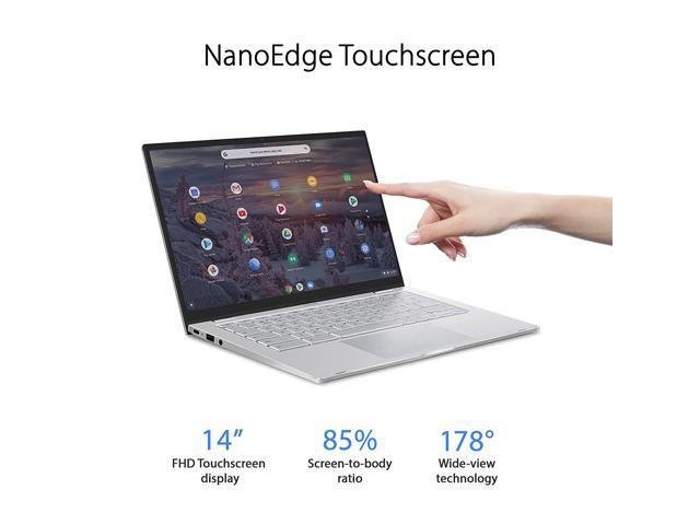 ASUS Chromebook C425 Clamshell Laptop, 14' FHD 4-Way NanoEdge Touch Screen, Intel Core m3-8100Y Processor, 4GB RAM, 128GB eMMC Storage, Backlit KB,...