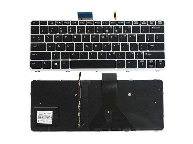 US Laptop Keyboard Backlit with Silver Frame for HP Elitebook Folio 1020 G1