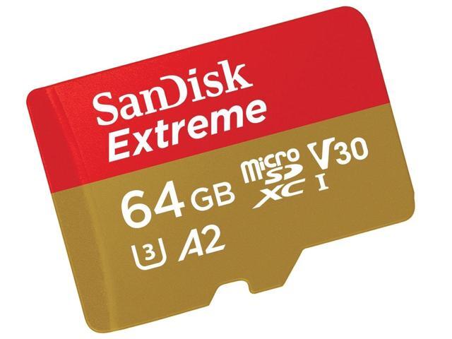 SanDisk Extreme 64GB microSD UHS-I Card with Adapter - 160MB/s U3 A2 - SDSQXA...