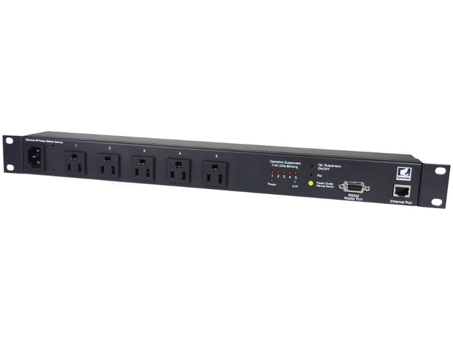 NP-05B Remote Power Switched PDU, TUV Listed, 5 Switchable Outlets. Designed and Supported In USA. Control Via Web, Telnet, USB Serial Port.
