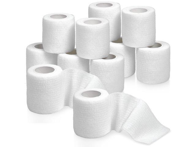Self Adherent Cohesive Tape - (Pack of 12) 2 x 5 Yards, Self Adhesive Bandage Rolls & Sports Athletic Wrap for Ankle, Wrist, Knee Sprains and...