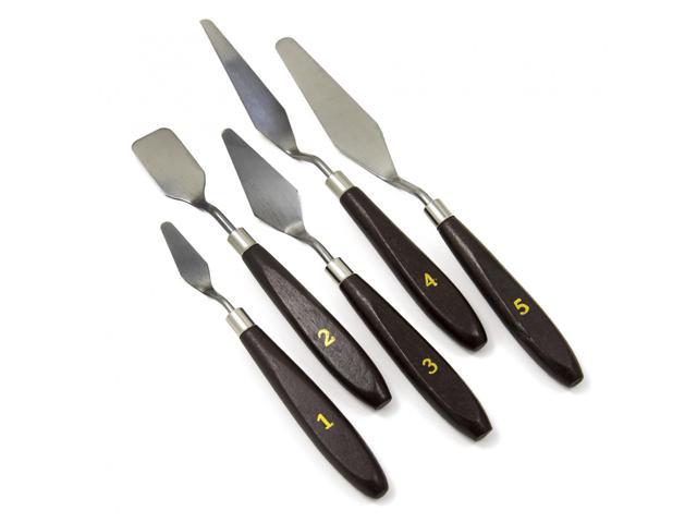 5pc Universal Tool Artists Spatula Set Wooden Handles Assorted Sizes photo