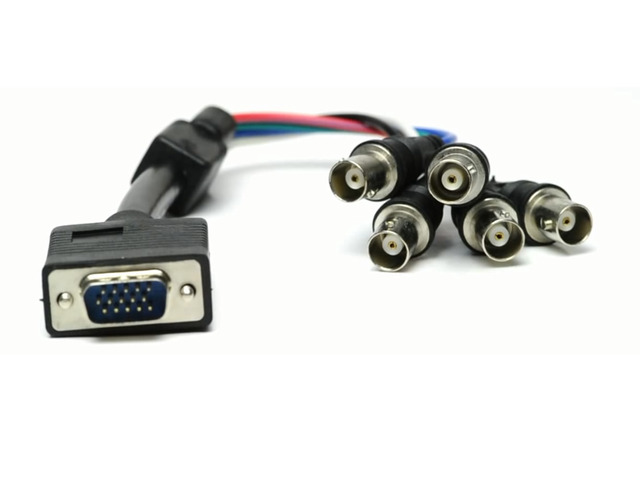 AYA 1Ft (1 Foot) Coax VGA (HD15) Male to 5-BNC Female RGBHV Monitor Cable 26AWG