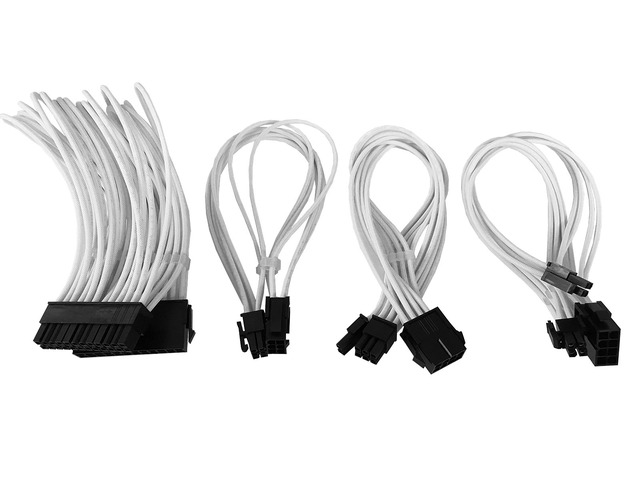 AYA ATX/PCI-E Extension Cable Kit 18AWG 1Ft (24-Pin ATX, 4+4Pin EPS, 8-Pin PCI-E - AYA-24886W-KIT