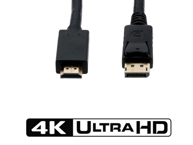 AYA 6Ft (6 Feet) Ultra HD Displayport 1.2 Male to HDMI Male 28AWG 4K@30Hz w/Audio Output and Gold Connectors