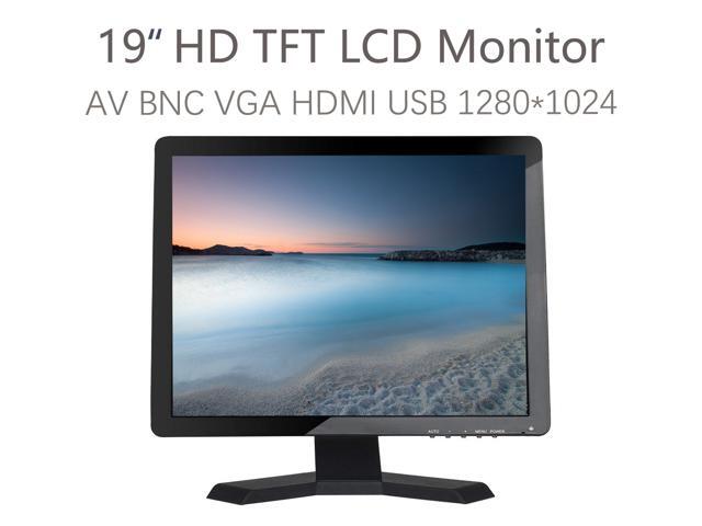 Nexanic 19 inch Monitor HD 1280x1024 with Video Audio VGA AV USB HDMI 19' TFT LCD Display for CCTV Camera PC DVD Laptop