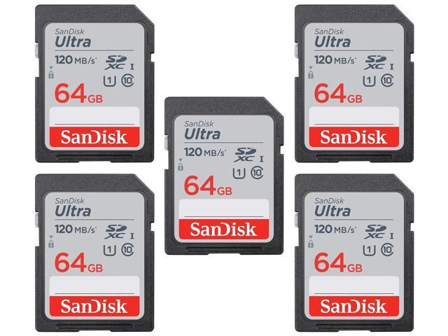 SanDisk Kit of Qty 5 x SanDisk Ultra 64GB SDXC SDSDUN4-064G-GN6IN with Cases
