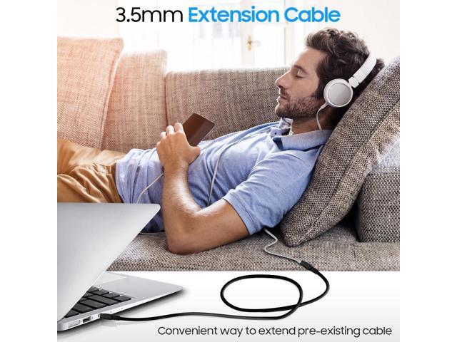 Cmple - [5 PACK] 12 Feet 3.5mm Extension Cable, Aux Male to Female Cord, Stereo Audio Cable for TV, Car, Phone, Hi-Fi System, PC, iPod, MP3 Player,...