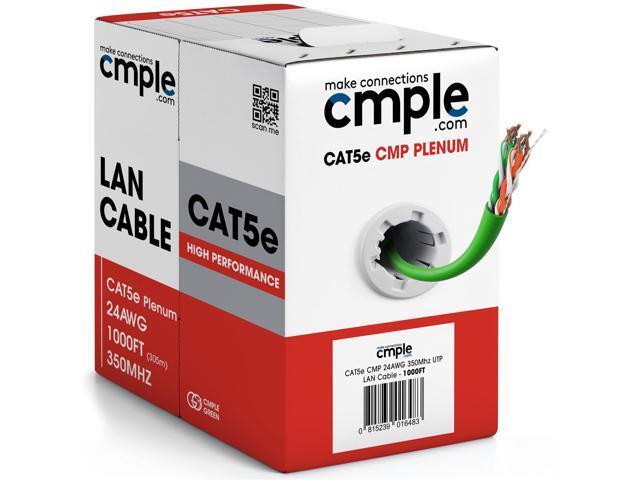 Cmple - Cat5e Plenum Cable 1000ft, CMP, Green 350MHz Gigabit Ethernet Solid Network Internet Bulk UTP